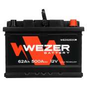 Аккумулятор WEZER 12V 62Ah 500A (R+) 242x175x175